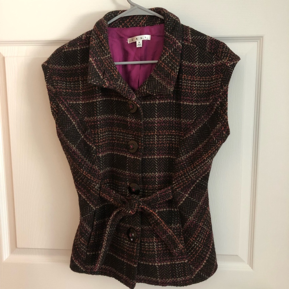 CAbi Cinch Waist Tweed Vest